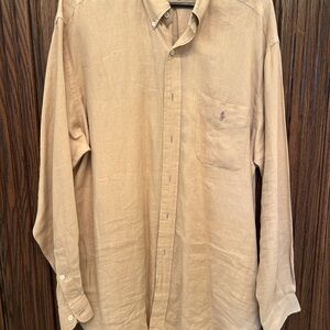 Ralph Lauren Men's tan Button-Down Shirt Sz L